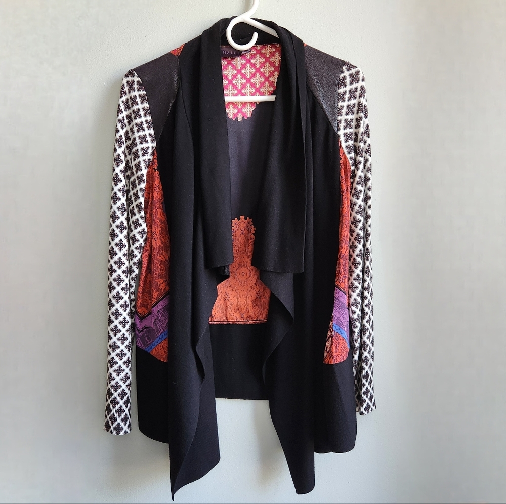 Hale Bob Open Front Cardigan Silk Backside Size XS